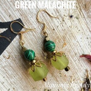 Alquimia Elegant Green Malachite  Earrings